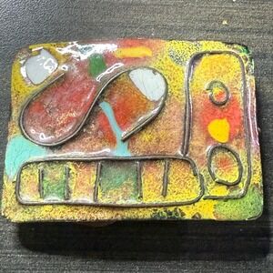 Enamel Belt Buckle Abstract Art Colorful Vintage Style‎ Accessory